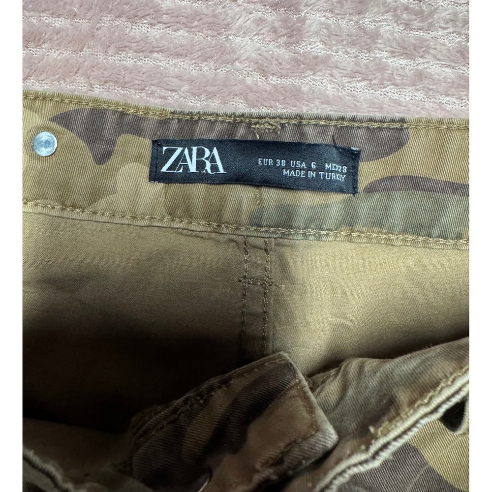 Zara Womens Camo Cargo Jogger Pants High Waisted Camouflage Green Brown Size 6 - Picture 4 of 8